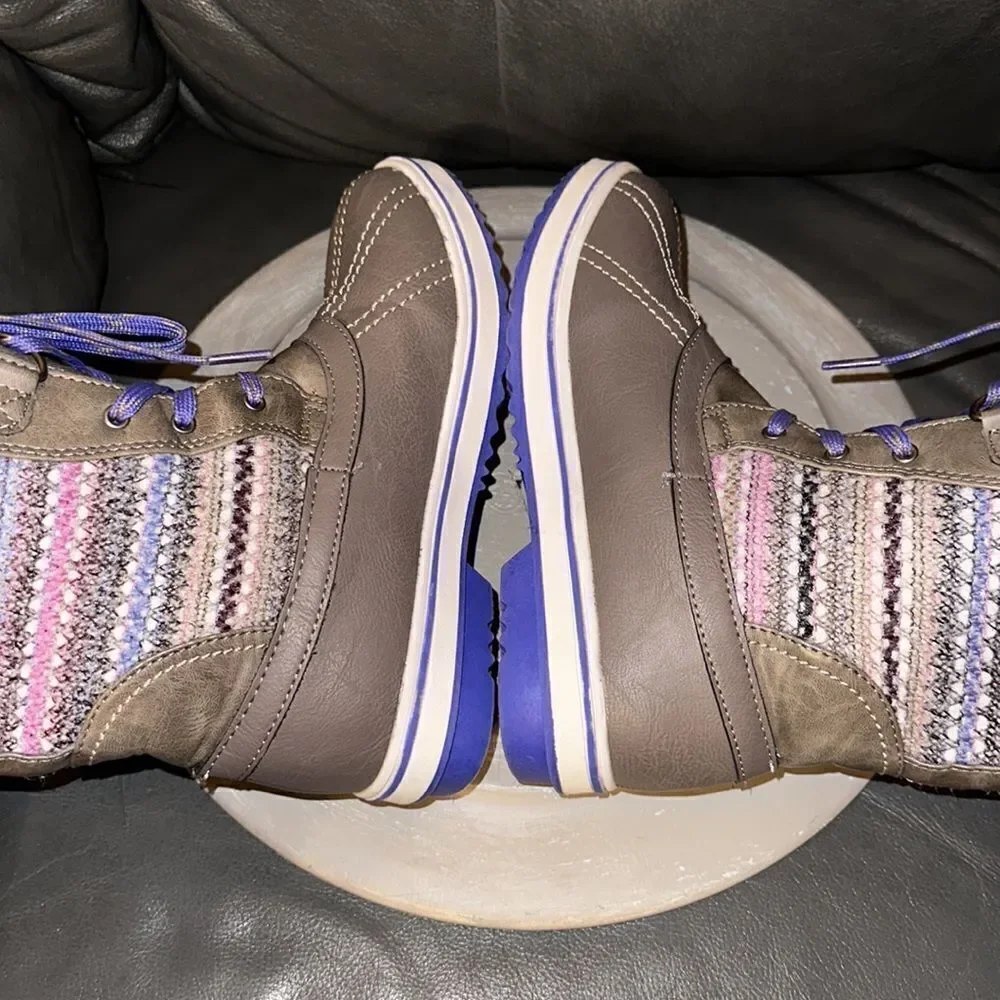 Northside 5 Taupe Purple Faux Fur Faux Leather Sweater Winter Snow Boots